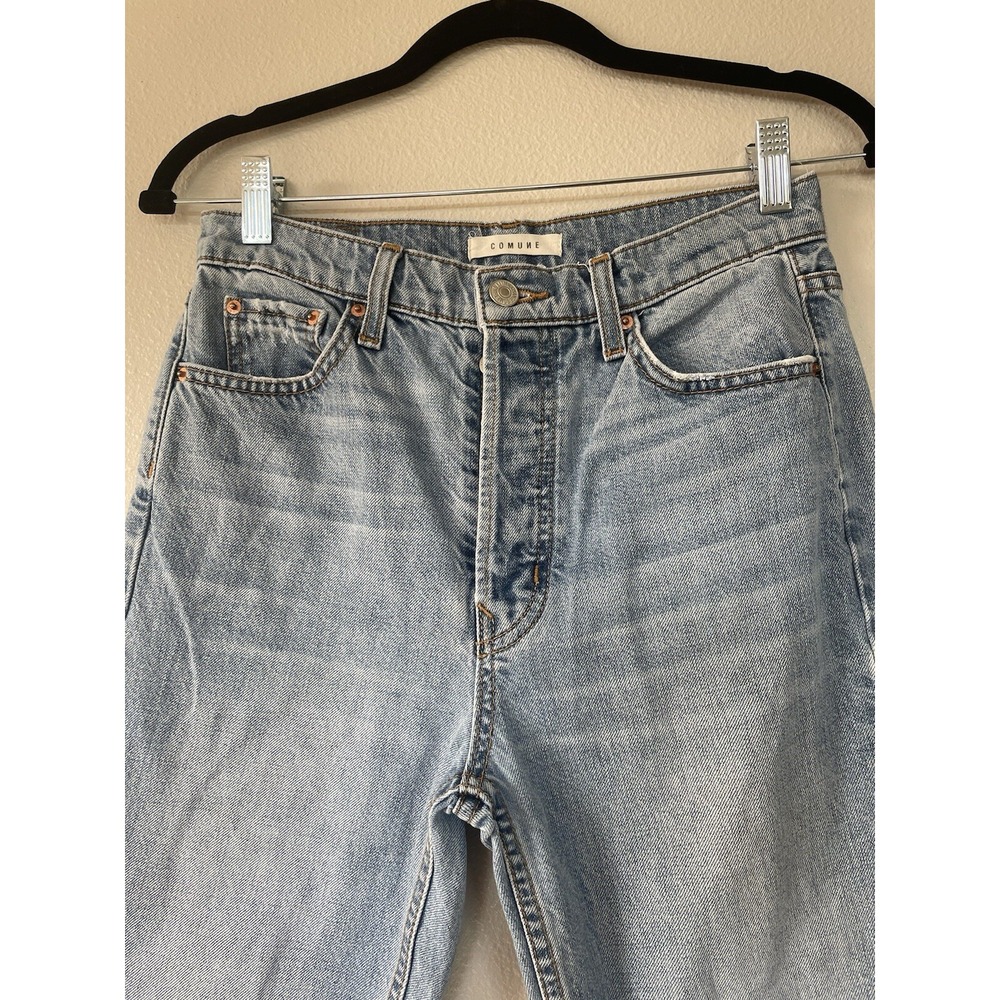Comune Aberdeen Thrift Straight Fit Jeans‎ Women's Size 27 Button Fly Distressed - Picture 2 of 15